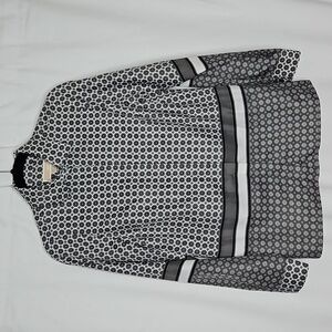MICHAEL KORS LS BLOUSE SUZE SMALL GREY & WHite